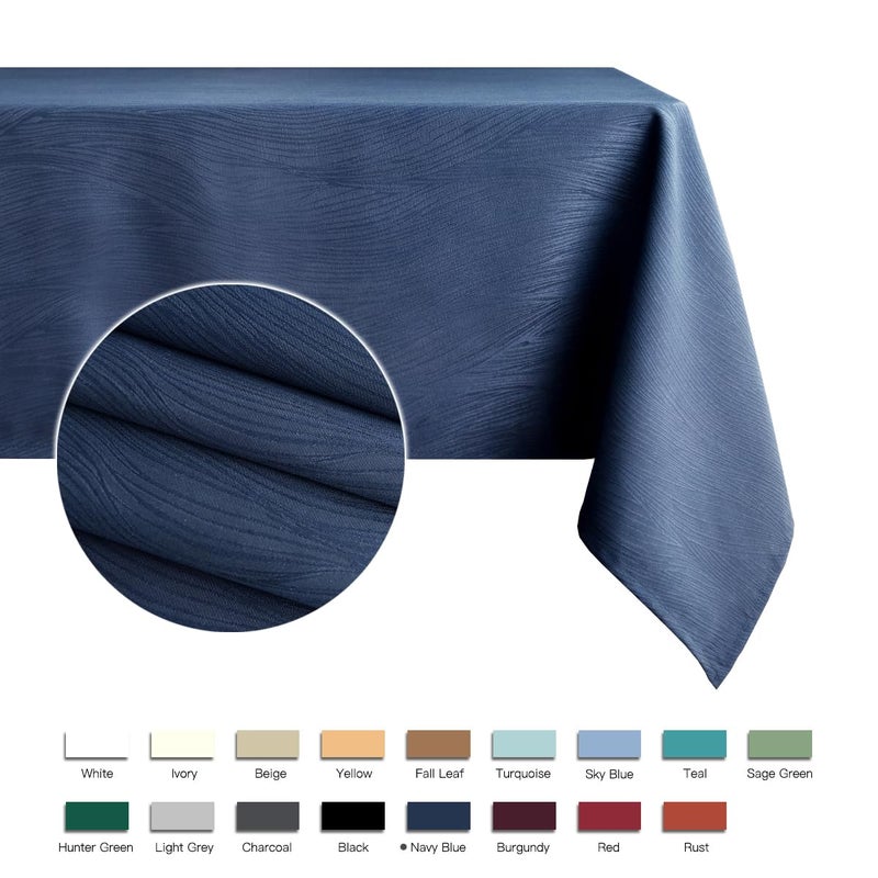 maxmill Square Table Cloth Swirl Design Water Proof Wrinkle Free Heavy Weight Soft Tablecloth Decorative Fabric Table Cover for Outdoor and Indoor Use Square 70 x 70 Inch Navy Blue - Image 2